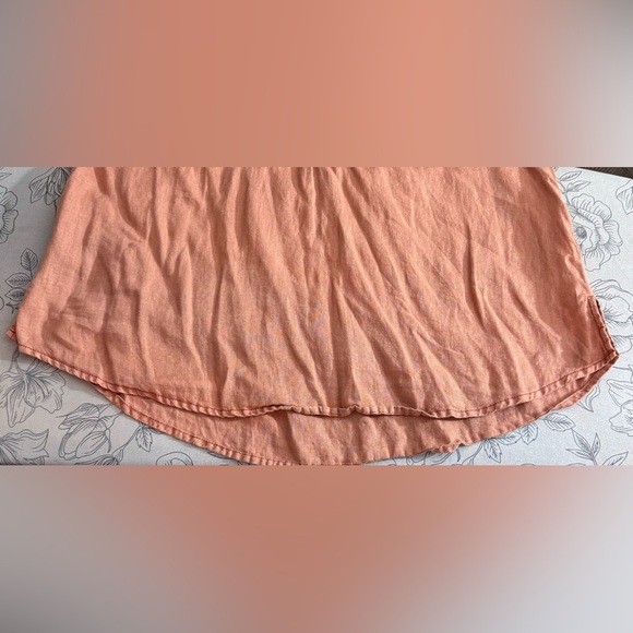 Pilcro Anthropologie Women’s S Coral LINEN Boxy Short Sleeve V Neck Top Blouse - Picture 5 of 8